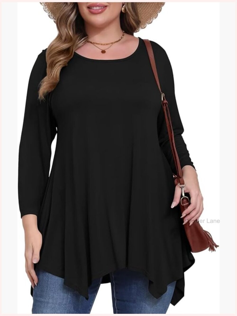 Plus Size Tunic Top 3/4 Sleeve Swing Blouse Loose Fit T-Shirt S-5X
